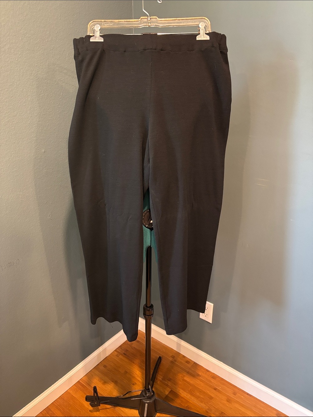 Eileen Fisher Black Wool Blend Cropped Pull-On Ankle Pants